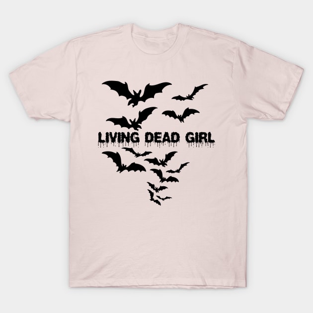 Living Dead Girl Gothic Vampire Twilight Grunge Punk Post Bats Wings T-Shirt by Prolifictees